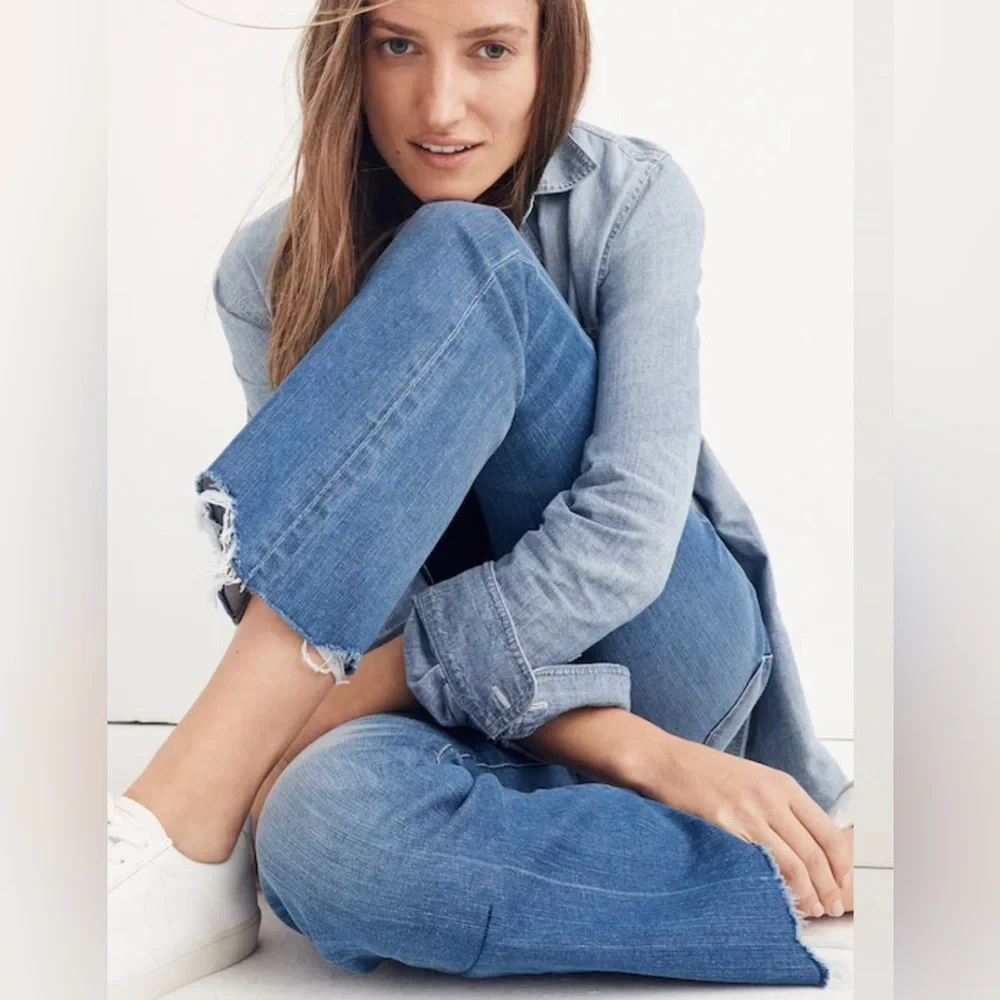 Madewell Cali Demi-Boot Jeans: Destructed-Hem Edition, Sz 25 - Picture 4 of 16